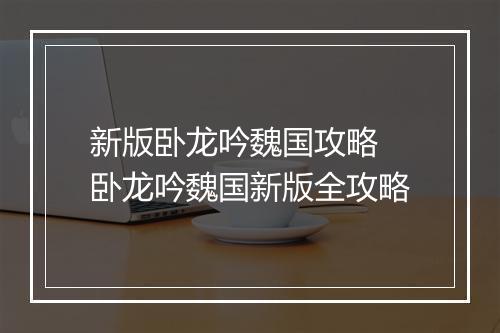 新版卧龙吟魏国攻略　卧龙吟魏国新版全攻略
